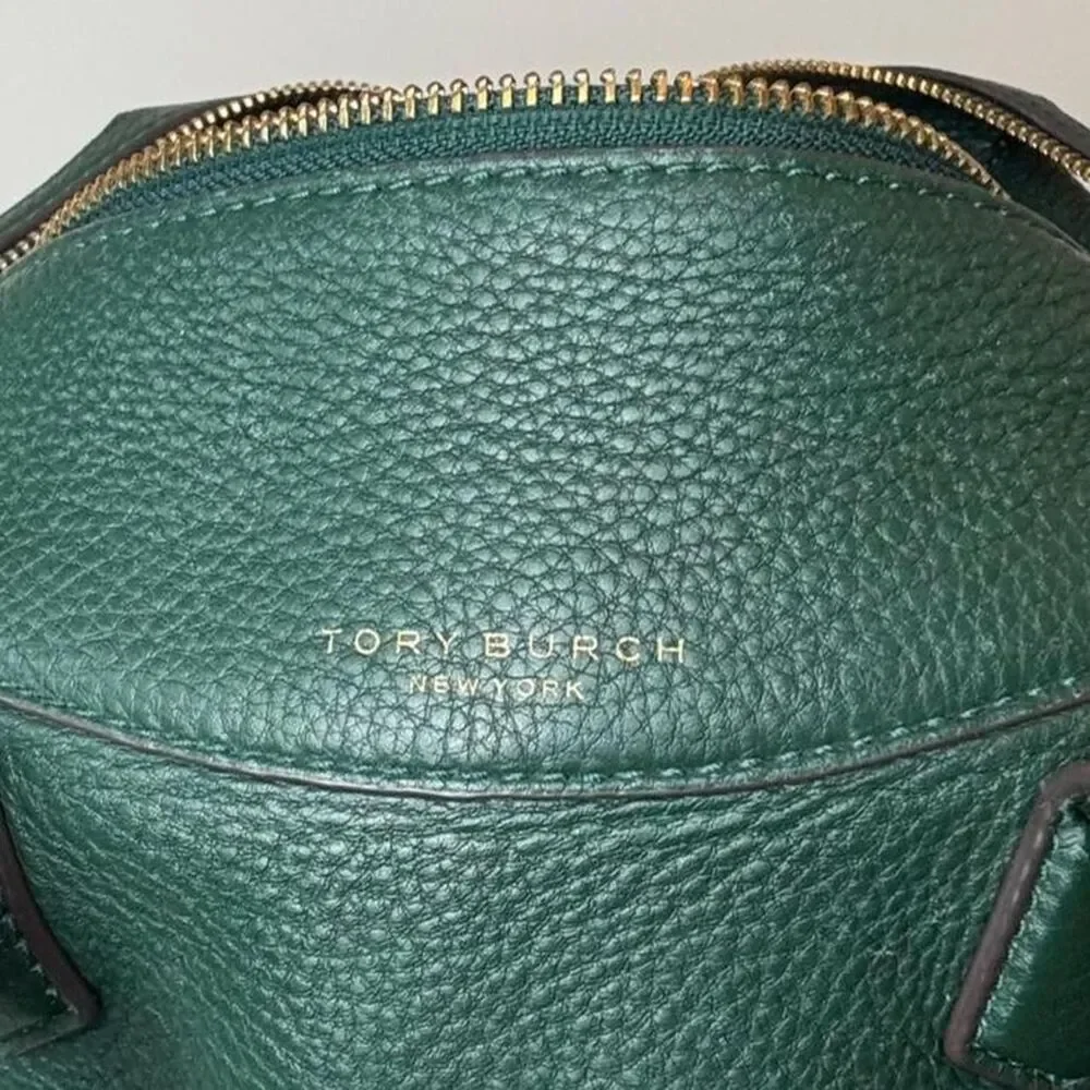 Tory Burch Perry Small Satchel in pine green pebbled leather